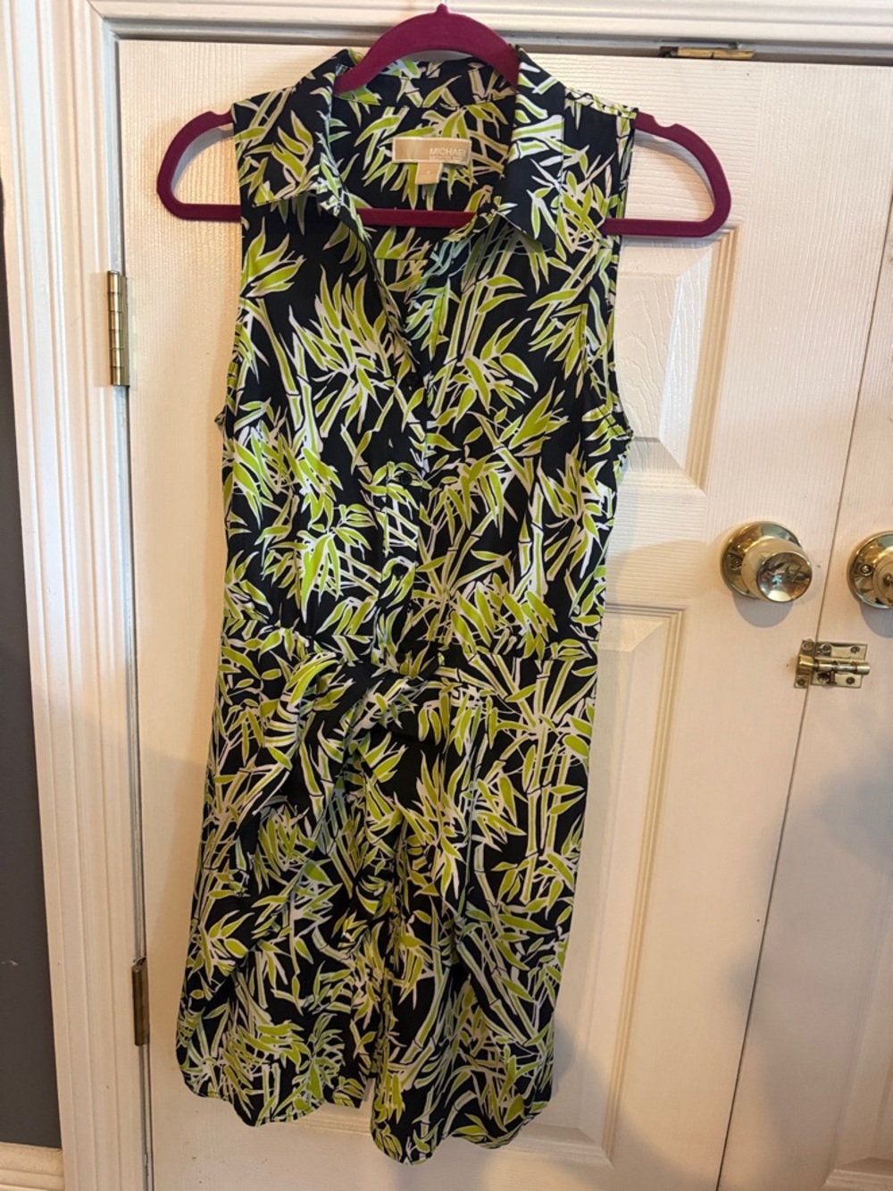 MICHAEL Michael Kors Black Dress with Lime Leaf Print